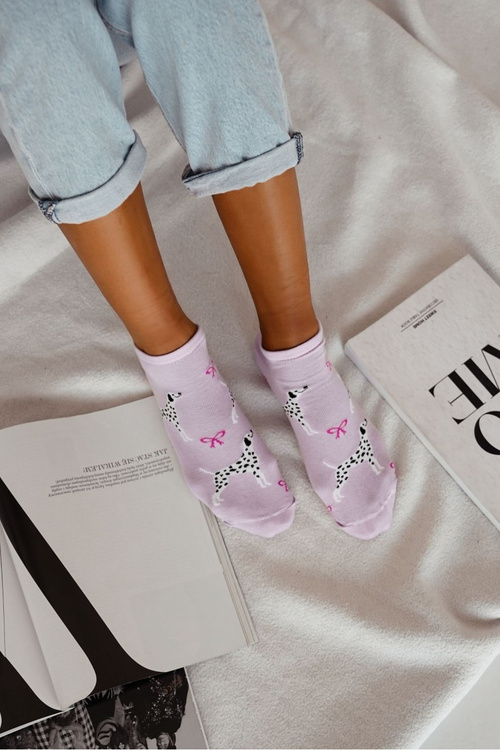 Ladies Ankle Socks Dalmatian Purple