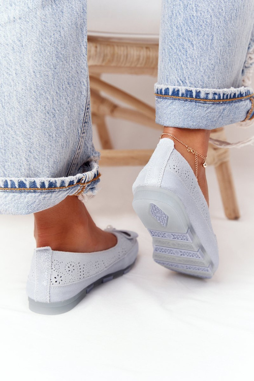 Women’s Leather Ballerinas RIO FLORE Eco-Friendly Light Blue