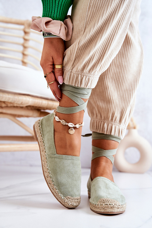 Tied Suede Espadrilles Green Ismanne