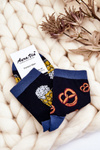 Men's Funny Socks Unmatched Beer And Pretzels navy blue