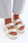 Women's Sandals with Buckles Eco Leather White Konanttia