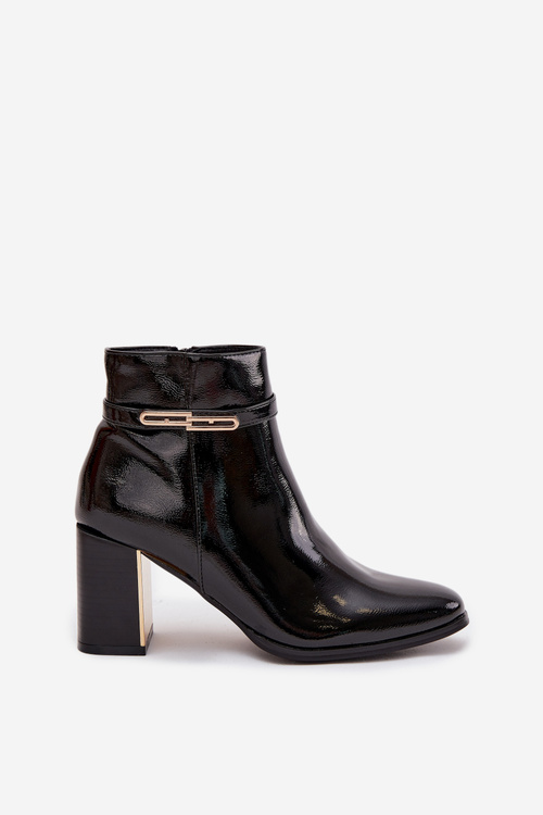 Patent leather ankle boots with strap black Dorelia