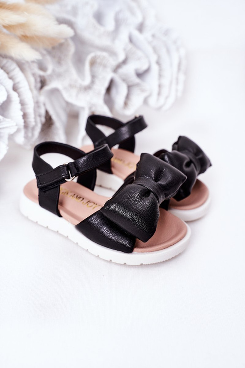 Children's Sandals With Bow Black Abbie