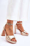 Leather Classic Sandals On Golden Platform Classy