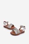 Shiny Children's Sandals with Velcro Silver Delphina