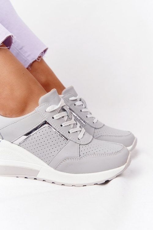 Leather Wedge Sneakers S.Barski Grey