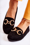 Women's Suede Loafers With Decoration Black Reality
