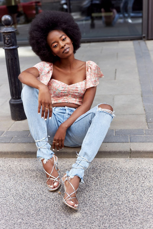 Lace-up High Heel Sandals With Square Toe Silver Runway