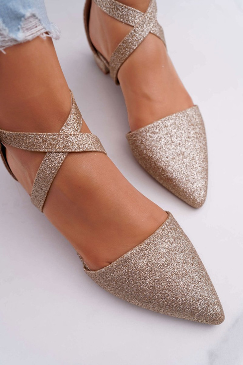 Women's Brocade Ballerinas Pointed Gold Vontare