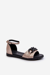Women's Flat Sandals With Chain Vinceza 17320 Gold