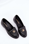Leather Moccasins With Gold Decoration Black Laura Messi 2927