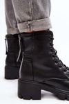 Women's Padded Ankle Boots Workery With Zip Black Evrarda