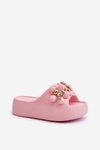 Women's Foam Slides With Decorations On Thick Sole Pink Bremavia