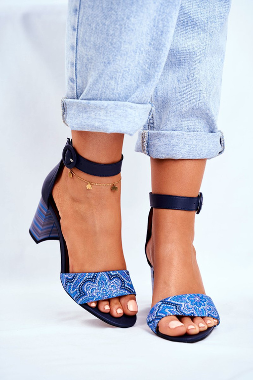 Damskie Sandały Maciejka Skórzane Granatowe 04235-17/00-5