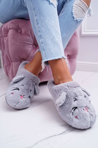 Women's Slippers Cat Ears Grey Sleppyhead