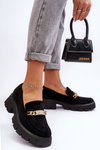 Classic Suede Loafers On A Chunky Platform Black Catch Me!