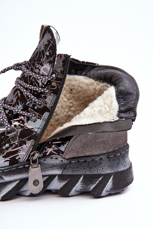 Botki Damskie Ocieplane Skóra Maciejka Szare 06146-03