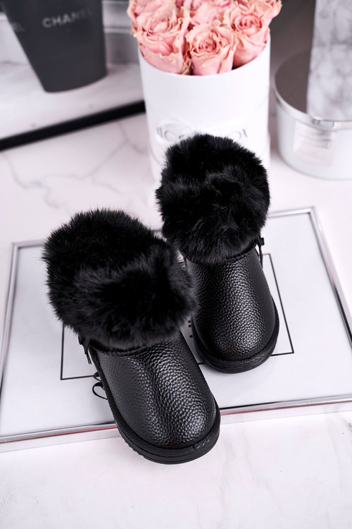 Children's snow boots warm with fur black Marella