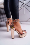 Women's Platform Stiletto Sandals Pink Gold Huran