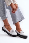 Women's Leather Platform Loafers by S.Barski LR400 White
