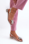 Transparent sandals with low heel and silver ornament D&A MR38-383