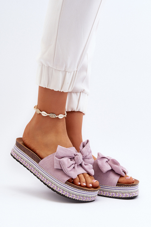 Women's Platform Sandals with Bow Purple Evatria