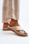 Leather Profiled Flip-Flops Maciejka 04986-04 Gold-Beige