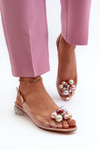Transparent sandals with low heel and pink gold ornament D&A MR38-368