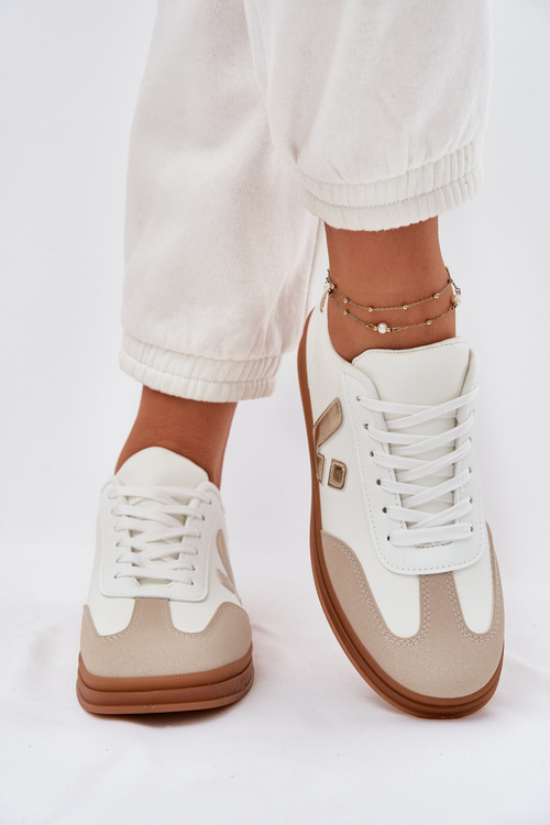 Eko Skórzane Niskie Sneakersy Białe Micca