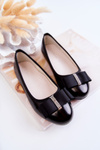 Leather Children's Ballerinas With A Decorative Bow Black Claril