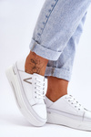 Women's Leather Platform Sports Shoes White Saul