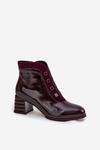 Patent Leather Women's Ankle Boots Made of Genuine Leather On Heel D&A CR52-696 Burgundy
