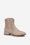 Lace Up Women's Ankle Boots With Low Heel Gold Neliawen