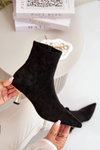 Women's Stiletto Boots Eco Suede With Pointed Toes Black Irithare