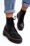 Women's Lace-up Trapper Boots Black Maddis