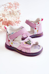 Leather Children's Sandals Purple Dotty