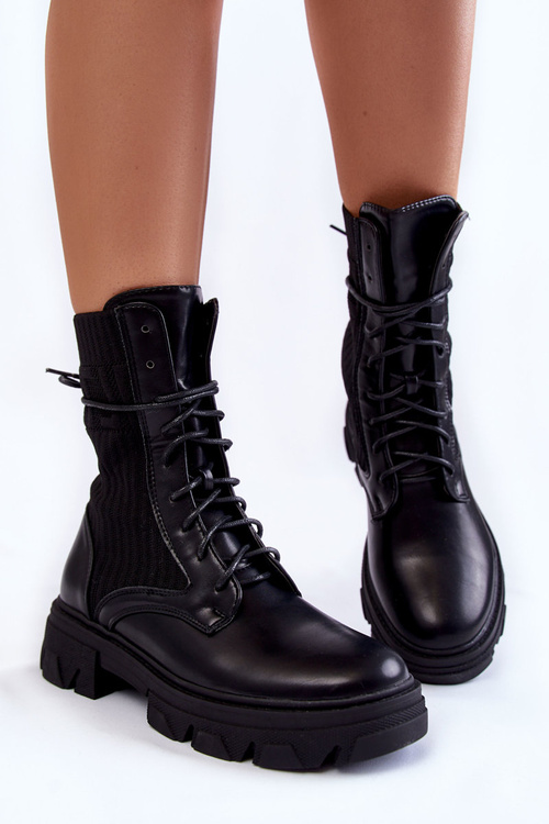 Women's Boots Lace-up Workers Black Marlissa