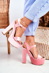 High Pink High Heels Sandals Velvet HighShoes