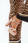 Women's sandals on high heel and platform glossy beige Jovenes