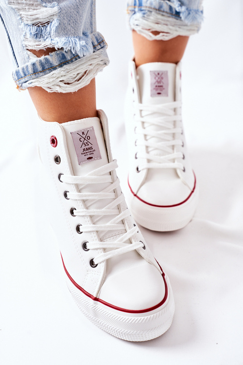Leather Wedge Sneakers Cross Jeans II2R4024 White