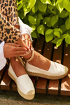 Women's White Lace-Up Platform Espadrilles with Braiding Tailesse