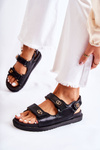 Women's Leather Sandals With Decoration Black Halis