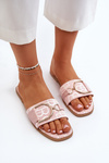 Shiny Women's Slippers With Decoration Pink Taleci