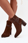 Women's ankle boots made of natural suede with heel lined Sergio Leone BT25384-S Brown