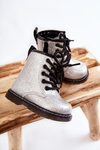 Kids Warmed Boots with Zipper Lacquered Silver Goopy