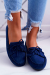 Women's Suede Moccasins Navy Blue Espanto