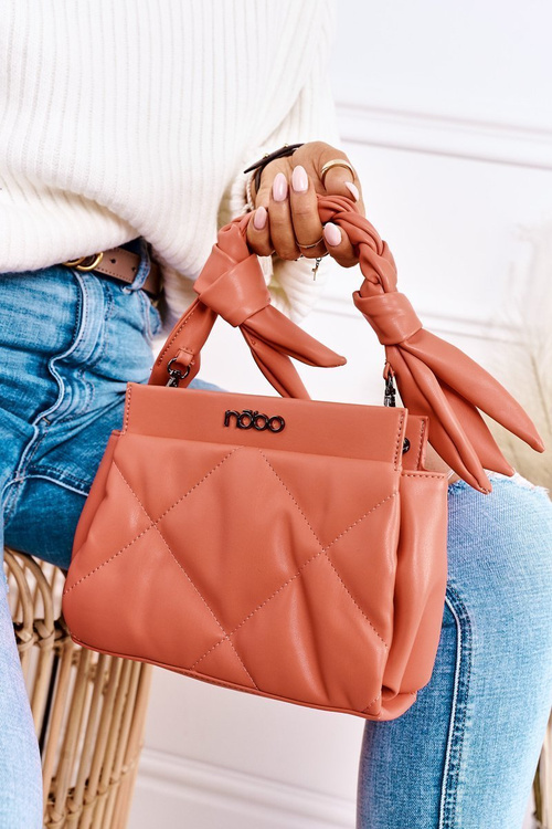 Small Quilted Purse On A Chain NOBO NBAG-K1330 Peach