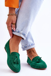 Suede Classic Fringed Loafers Green Averil