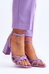 Classic Suede Heel Sandals Violet Bernett