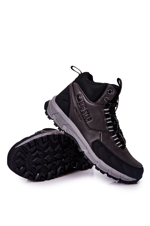 Buty Sportowe Skórzane Wysokie Big Star Czarne II174176